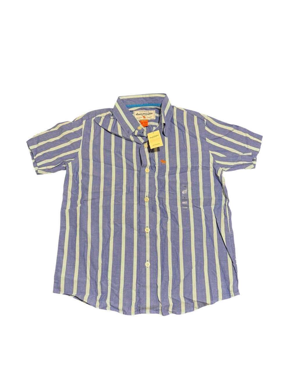 Abercrombie & Fitch Kids Button Down Short Sleeve Shirt Blue and Teal Size L